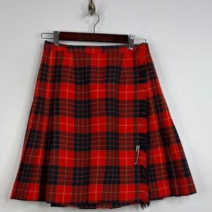 Vintage Kilt Womens Small Red Clan Cameron Tartan Plaid Wool Short Pleated Skirt